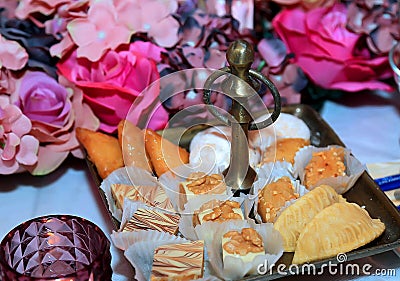 Variety of traditional moroccans sweets. Holiday. Events Stock Photo