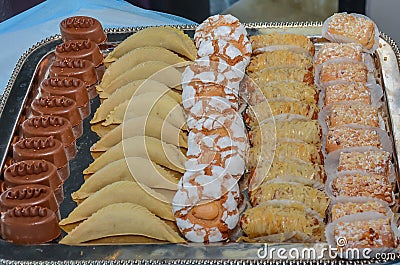 Variety of traditional moroccans sweets. Holiday. Stock Photo