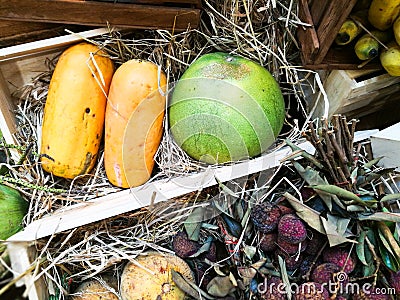 Variety of tropical fruits Stock Photo