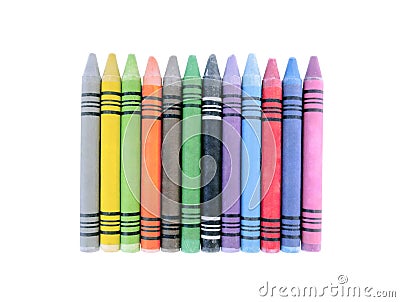 Variety of Multicolored Crayons isolated Stock Photo