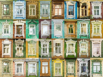 Variety windows from Russian town Rostov Stock Photo