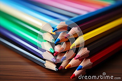 Variety of Writing Instruments. Pens, Pencils, Rollerball Pens, and Colorful Markers Arranged Professionally on a Table Stock Photo