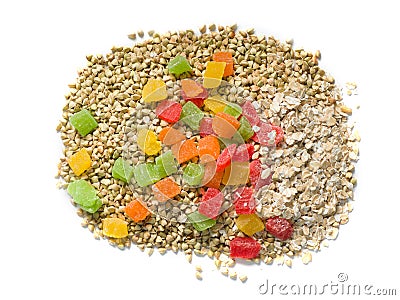 Various agricultural crops are poured together. Form a beneficial nutrient mixture Stock Photo