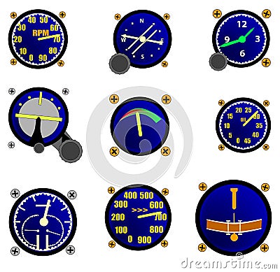 Various Aircraft Gauges Stock Photo