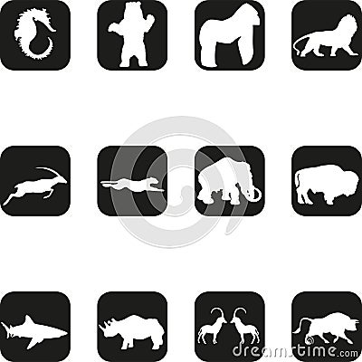 Various animals icons, sticker labels, animals buttons and icons, icons and buttons collection Stock Photo