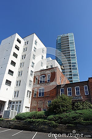 Various Architectural Styles in Downtown, Durham, NC Editorial Stock Photo