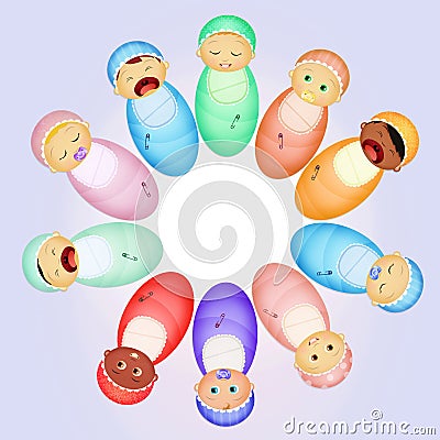 Various babies Cartoon Illustration