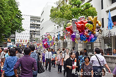 Various balloons on sale for college student graduation ceremony Editorial Stock Photo