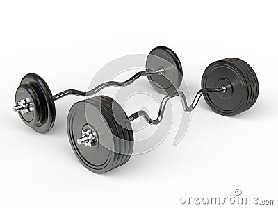 Various barbell weights with different bars and weight plates Stock Photo