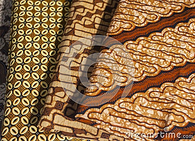 Various Batik motifs isolated on white background, Batik is a traditional Indonesian cloth Stock Photo