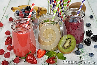 Various berry smoothies Stock Photo