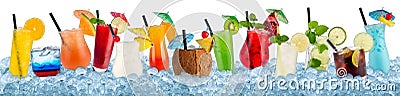 Various beverages in crushed ice Stock Photo