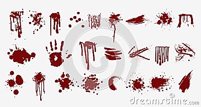 Various blood or paint splatters prints and splashes vector flat illustration Vector Illustration