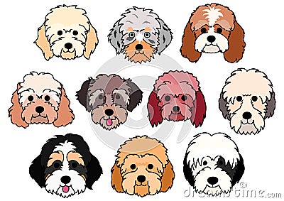 Cartoon doodle dogs faces bundle Stock Photo