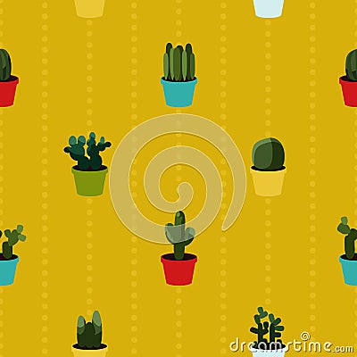 Various cacti flowers Vector Illustration