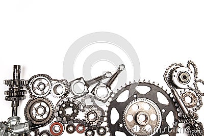 Various car parts and accessories, isolated on white background - Image Stock Photo