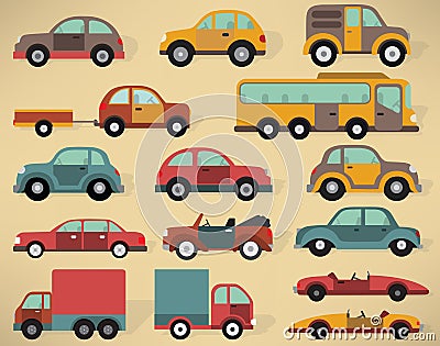 Various cars collection Vector Illustration