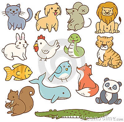 Various cartoon animals Stock Photo