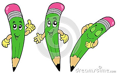 Various cartoon pencils Vector Illustration