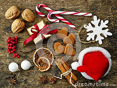 Various Christmas decorations Stock Photo