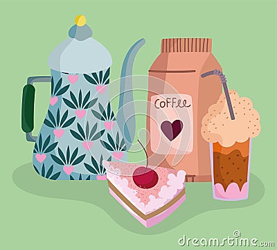 various coffee products Vector Illustration