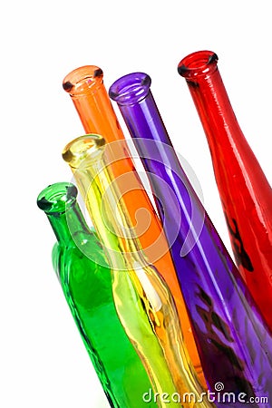Various color bottle on the white Stock Photo
