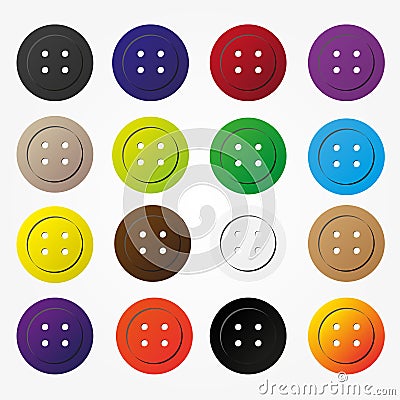 Various color buttons for clothing icons set Vector Illustration