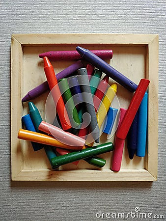 Pile of crayons Stock Photo