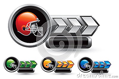 Various colored football helmets arrow nameplates Vector Illustration