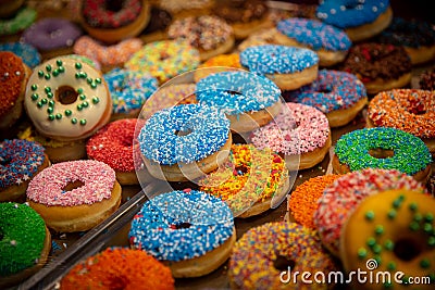 Various Colorful Donuts Stock Photo