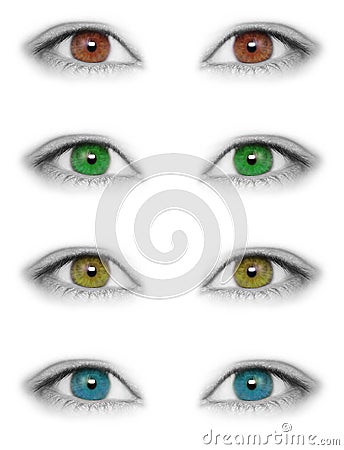 Various colors eyes isolated on white background Stock Photo