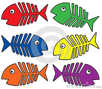 Various colors fishbones Vector Illustration