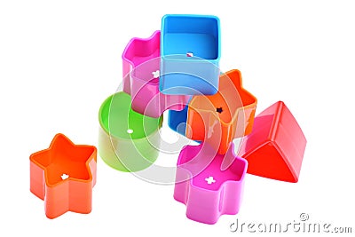 Various coloured blocks for shape sorter toy Stock Photo