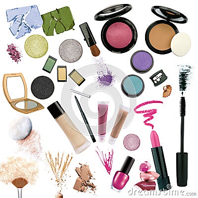 Various cosmetics isolated on white background Stock Photo