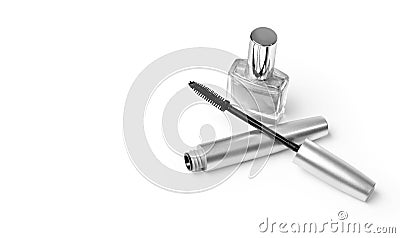 Various Cosmetics on white Stock Photo