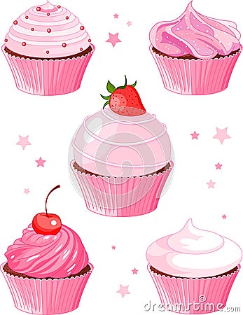 Various cupcake Vector Illustration