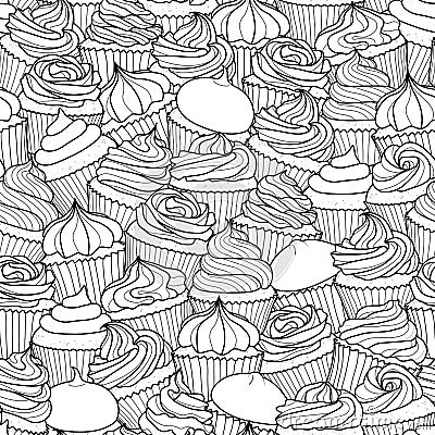 Various cupcakes random on white background. Vector Illustration