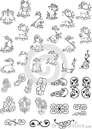 Various curvy design elemens Vector Illustration