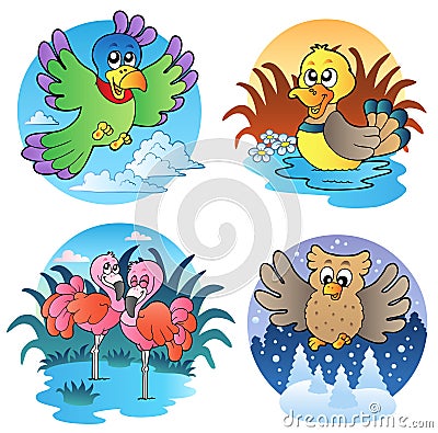 Various cute birds 1 Vector Illustration