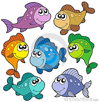 Various cute fishes collection Vector Illustration