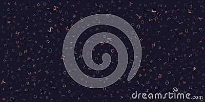 Various Dark Colorful Randomly Placed, Sized and Oriented Letters Pattern - Texture, Background Vector Illustration