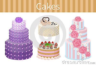 Various Delicious Desserts Vector Illustration Vector Illustration