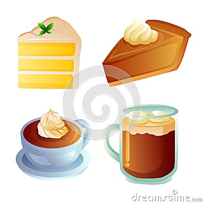 various dessert icon game object Vector Illustration