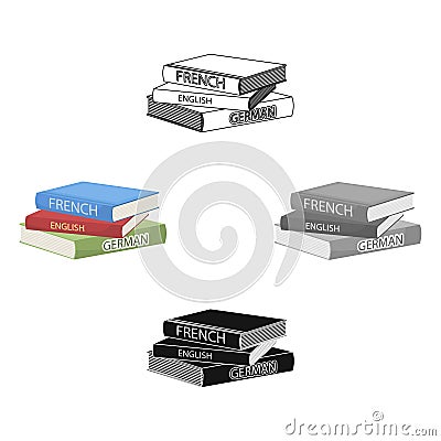 Various dictionaries icon in cartoon,black style isolated on white background. Interpreter and translator symbol stock Vector Illustration