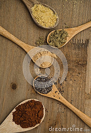 Various dietary supplements, superfoods Stock Photo