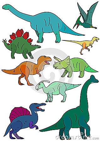 Various Dinosaur set Vector Illustration