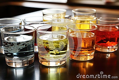 various dissolvable medications in water Stock Photo