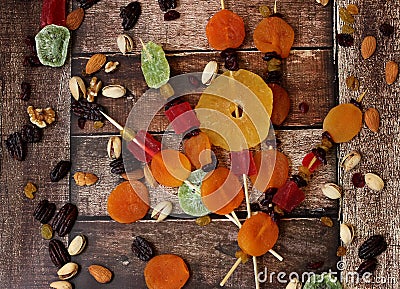 Colorful dried fruits for the Jewish holiday of Tu Bishvat Stock Photo