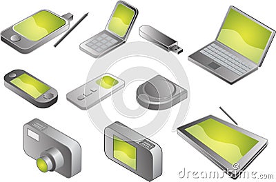 Various electronic gadgets, illustration Stock Photo