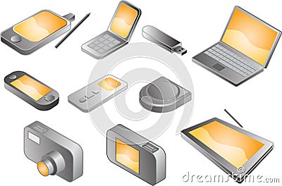 Various electronic gadgets, illustration Stock Photo